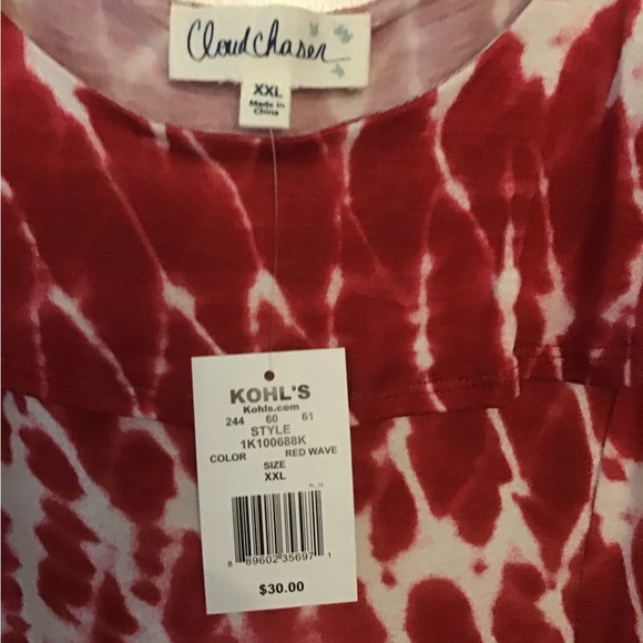 NWT Cloud Chaser off shoulder top in red and white. Size XXL - Picture 5 of 5